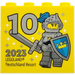 LEGO Brick 2 x 4 x 3 with Besuchermeister 2023 Legoland Deutschland Resort and 10 Silver (30144)