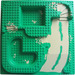 LEGO Fel groen Grondplaat 32 x 32 met Ramp en Geel Dirt Road