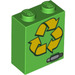 LEGO Bright Green Brick 1 x 2 x 2 with Recycle with Inside Stud Holder (3245 / 20245)