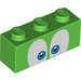 LEGO Bright Green Brick 1 x 3 with Blue Eyes &#039;Larry&#039; (76885 / 103801)