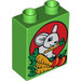 LEGO Bright Green Duplo Brick 1 x 2 x 2 with Rabbit Eating Carrots without Bottom Tube (4066 / 90007)