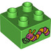 LEGO Bright Green Duplo Brick 2 x 2 with pink and yellow Caterpillar (3437 / 16121)