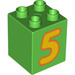 LEGO Bright Green Duplo Brick 2 x 2 x 2 with &#039;5&#039; (13168 / 31110)