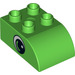 LEGO Vert clair Duplo Brique 2 x 3 avec Haut incurvé avec Eye avec Petit blanc Spot (10446 / 13858)