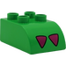 LEGO Bright Green Duplo Brick 2 x 3 with Curved Top with Pink Triangles (2302)