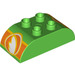 LEGO Bright Green Duplo Brick 2 x 4 with Curved Sides with White Wing on Orange Background (13795 / 98223)
