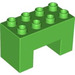 LEGO Leuchtend grün Duplo Backstein 2 x 4 x 2 mit 2 x 2 Ausgeschnitten auf Unterseite (6394)