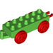 LEGO Bright Green Duplo Train Carriage with Red Wheels and Moveable Hook (64668 / 73357)