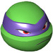 LEGO Bright Green Teenage Mutant Ninja Turtles Head with Donatello Dark Purple Mask and Frown (13016)