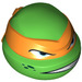 LEGO Bright Green Teenage Mutant Ninja Turtles Head with Michelangelo Orange Mask and Scowl (17794)