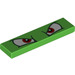 LEGO Leuchtend grün Fliese 1 x 4 mit Bowser Eyes (2431 / 68981)