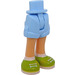 LEGO Bright Light Blue Minidoll Hip with Rolled Up Shorts with Bright Green shoes (Thin Hinge) (36198)