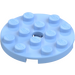 LEGO Bright Light Blue Plate 4 x 4 Round with Hole and Snapstud (60474)