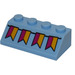 LEGO Bright Light Blue Slope 2 x 4 (45°) with Bunting Flags Sticker with Rough Surface (3037)