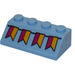 LEGO Bleu clair brillant Pente 2 x 4 (45°) avec Bunting Flags Autocollant avec surface rugueuse (3037)