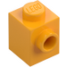 LEGO Klar Ljus Orange Kloss 1 x 1 med Knopp på Ett Sida (87087)