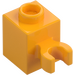 LEGO Klar Ljus Orange Kloss 1 x 1 med Vertikal Fäste (Öppna &#039;O&#039; Clip, Ihålig knopp) (60475 / 65460)