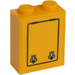 LEGO Bright Light Orange Brick 1 x 2 x 2 with Locks in Door Sticker with Inside Stud Holder (3245)