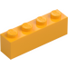 LEGO Orange clair brillant Brique 1 x 4 (3010 / 6146)