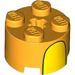 LEGO Bright Light Orange Brick 2 x 2 Round with Yellow with Curve (3941)