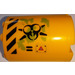 LEGO Bright Light Orange Cylinder 2 x 4 x 4 Half with Caution Traingle, Danger Stripes, Black Biohazard Symbol, Ooze &amp; Vent Patterns LEFT SIDE Sticker (6218)