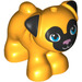 LEGO Bright Light Orange Dog - Pug with Black Ears and Muzzle and Metallic Pink Nose (72464 / 77303)