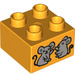 LEGO Bright Light Orange Duplo Brick 2 x 2 with Two Grey Mice (3437 / 16236)