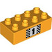 LEGO Bright Light Orange Duplo Brick 2 x 4 with 1 on Checkered Flag (3011)