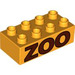 LEGO Helles Licht Orange Duplo Backstein 2 x 4 mit Brown &#039;Zoo&#039; (3011 / 54593)