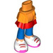 LEGO Helder Lichtoranje Heup met Kort Dubbele Layered Skirt met Blauw Tights, Wit en Pink Shoes (35624 / 92818)