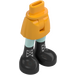 LEGO Bright Light Orange Minidoll Hip with Curved Skirt with Black Laced Boots (Thin Hinge) (2241)