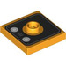 LEGO Bright Light Orange Plate 2 x 2 with Groove and 1 Center Stud with Black Square with Eyes (23893 / 104676)