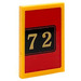 LEGO Orange clair brillant Tuile 2 x 3 avec &#039;72&#039; Autocollant (26603)