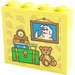 LEGO Bright Light Yellow Brick 1 x 4 x 3 with Ladder, Plant, Book, Crate, Teddy bear, Picture, Clock Sticker (49311)