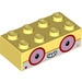 LEGO Bright Light Yellow Brick 2 x 4 with Beatsy Face (3001 / 38912)