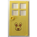 LEGO Bright Light Yellow Door 1 x 4 x 6 with 4 Panes and Stud Handle with smiling bunny Sticker (60623)