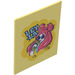 LEGO Bright Light Yellow Glass for Frame 1 x 6 x 6 with ‘LEY-LA’ and Pink-haired Singer Sticker (42509)