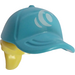 LEGO Bright Light Yellow Ponytail Hair with Medium Azure Cap with Wave Logo (35660)