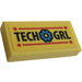 LEGO Bright Light Yellow Tile 1 x 2 with &#039;TECH GRL&#039; Sticker with Groove (3069)