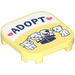 LEGO Helder Lichtgeel Tegel 4 x 4 x 0.7 Afgerond met ‘ADOPT’ en Pets Sticker (68869)