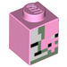 LEGO Bright Pink Brick 1 x 1 with Zombie Pigman Decoration (3005)