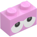 LEGO Bright Pink Brick 1 x 2 with Baby Yoshi Eyes Looking Up with Bottom Tube (3004 / 94649)