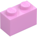 LEGO Klar rosa Kloss 1 x 2 med bunnrør (3004 / 93792)