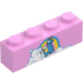 LEGO Bright Pink Brick 1 x 4 with Llama in Clouds