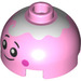 LEGO Bright Pink Brick 2 x 2 Round with Dome Top with Ice Cream Cone Face (with Axle Holder) (18841 / 59440)