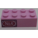 LEGO Fel roze Steen 2 x 4 met &#039;No.4&#039;, Jug, Bowls Sticker (3001)