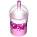 LEGO Fel roze Drink Cup met Straw met Pink (20398 / 34707)
