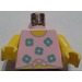 LEGO Bright Pink Minifig Torso with Five Blue Flowers and Knob, Yellow Arms and Yellow Hands (973)