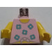 LEGO Bright Pink Minifig Torso with Five Blue Flowers and Knob, Yellow Arms and Yellow Hands (973 / 73403)