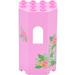 LEGO Bright Pink Panel 3 x 4 x 6 Turret Wall with Window with rose flower Sticker (30246)